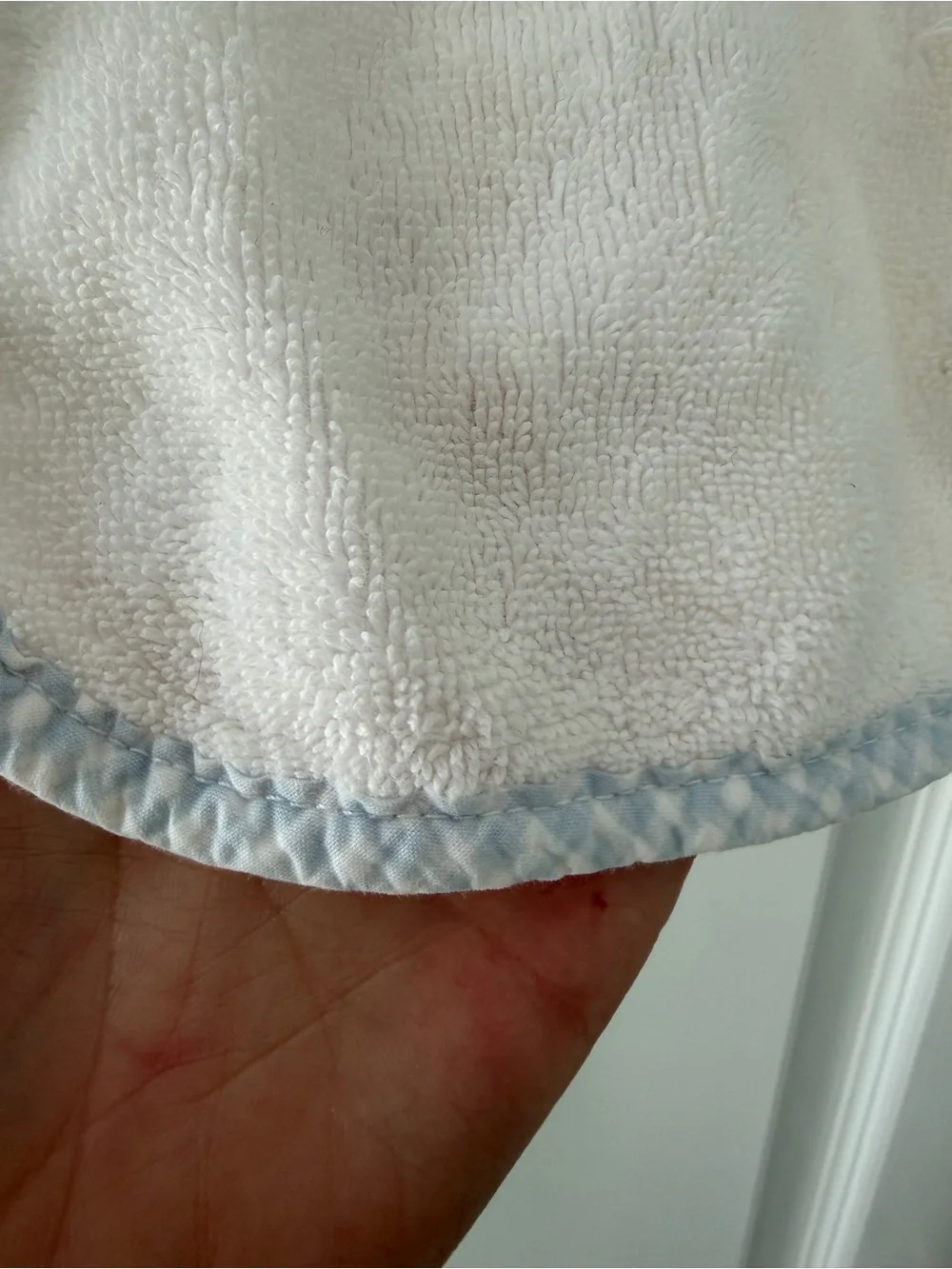 Lil Weezie Kids Hooded Terry Bathrobe 3-4Y White Blue Gingham Cotton